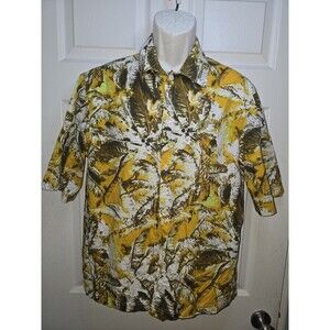 Valentino Shirt Men's Size Large Made In Italy Gold Emblem Hawaiian RARE Sand